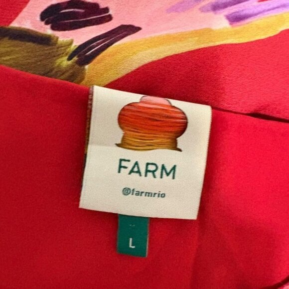 Farm Rio Red Macaw Wrap Dress L Tropical Midi Sleeveless V Neck EUC Resortwear - Picture 5 of 6